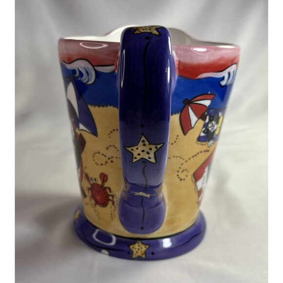 Catzilla Pitcher Candace Reiter Designs Beach Cats 2003 Large Pitcher Colorful - Picture 4 of 12